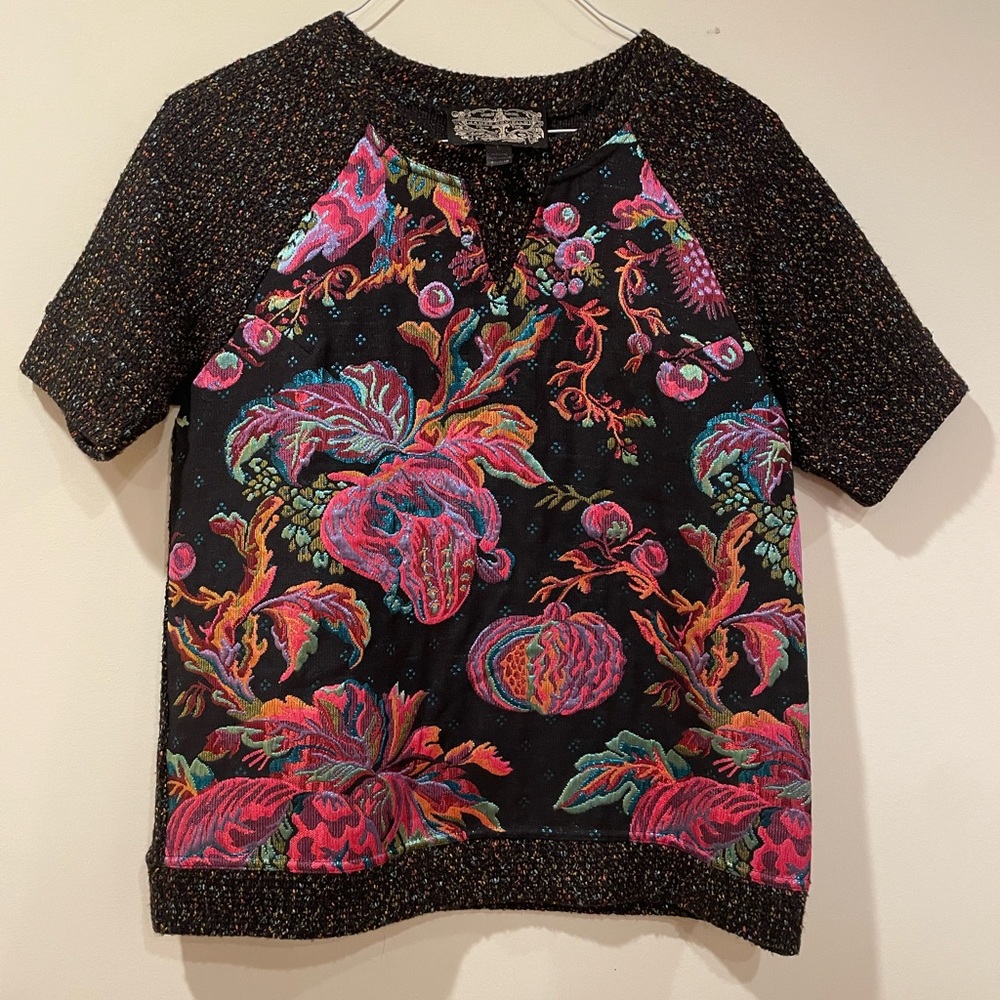 Anthropologie James Coviello “Brocade Spliced Tee” L